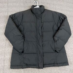 LL Bean Women's Size Medium Goose Down Filled Puffer Coat Winter Black *NO HOOD*